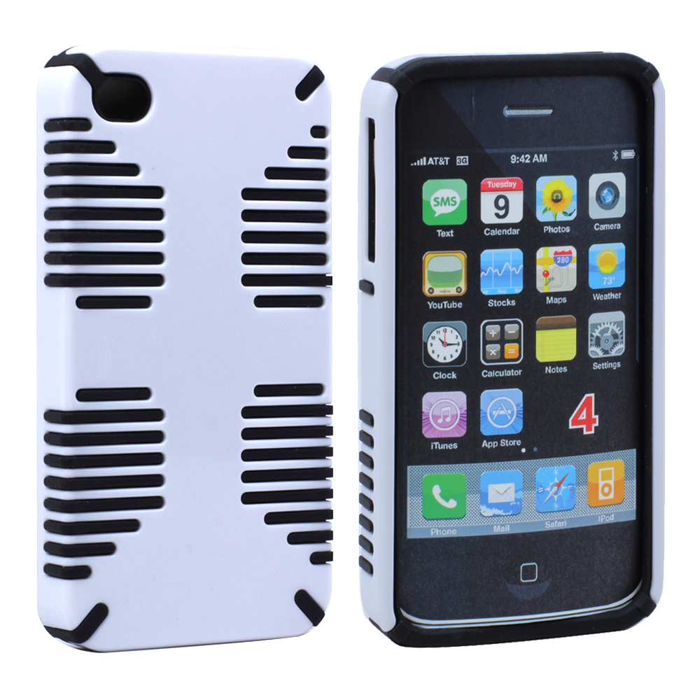 iPHONE 4 4S Hybrid Grip Case (White-Black)